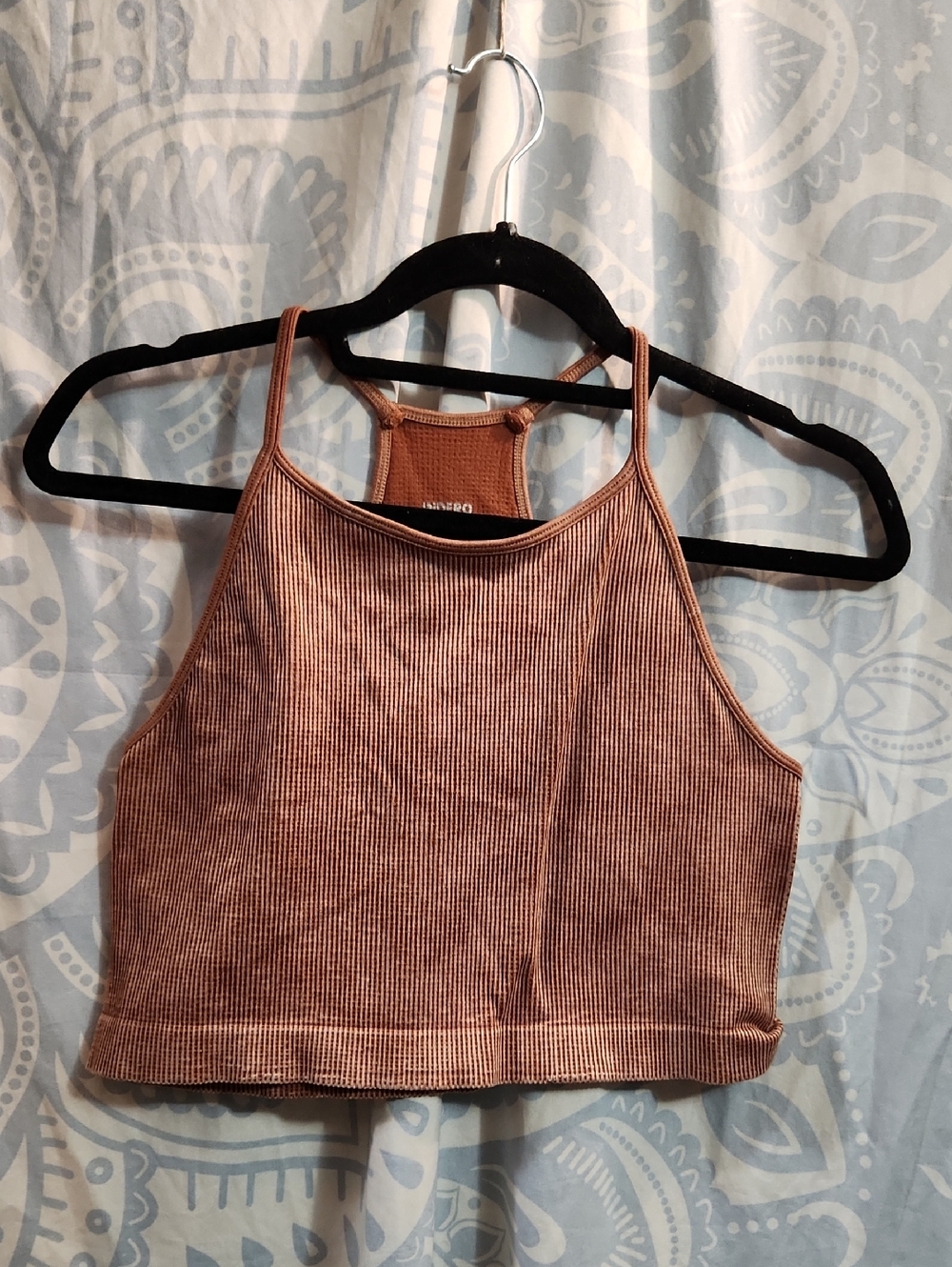 Women’s Ribbed Crop Tank Top — Rust Brown